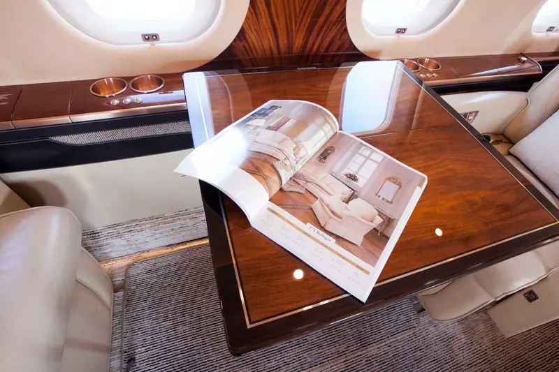 Dining table in the cabin of a Bombardier Global Express XRS