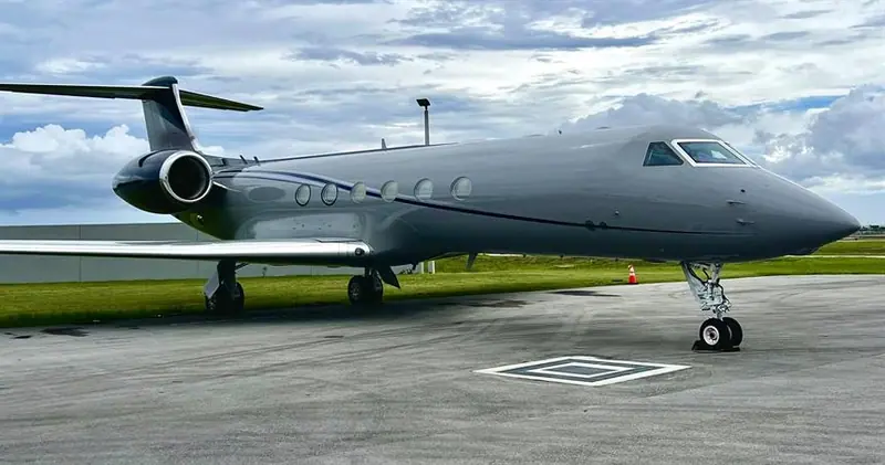 Gulfstream G-IV series jet on the apron