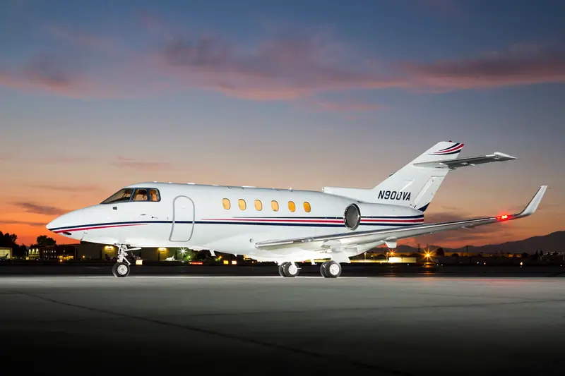 Hawker 900XP on the apron at dusk