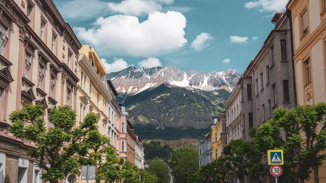 Innsbruck with the mountains behind