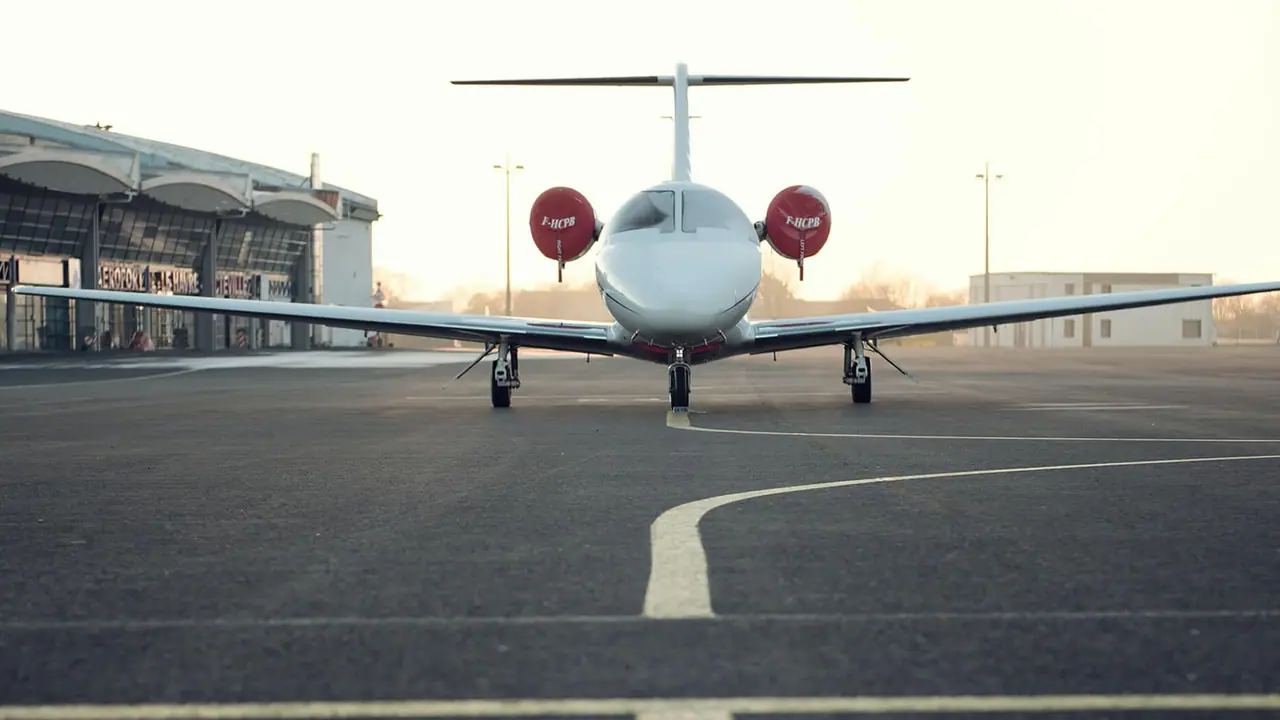 A private jet on the apron